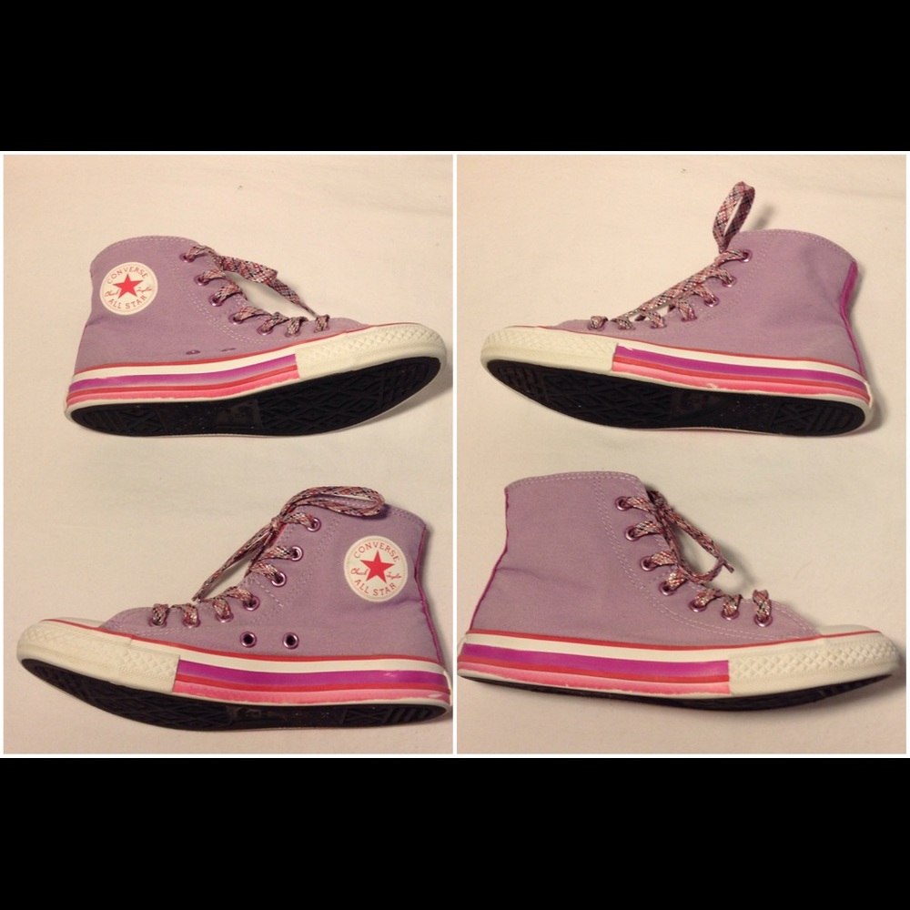 Junior's Purple Double Tongue High Top Converse - Picture 4 of 8